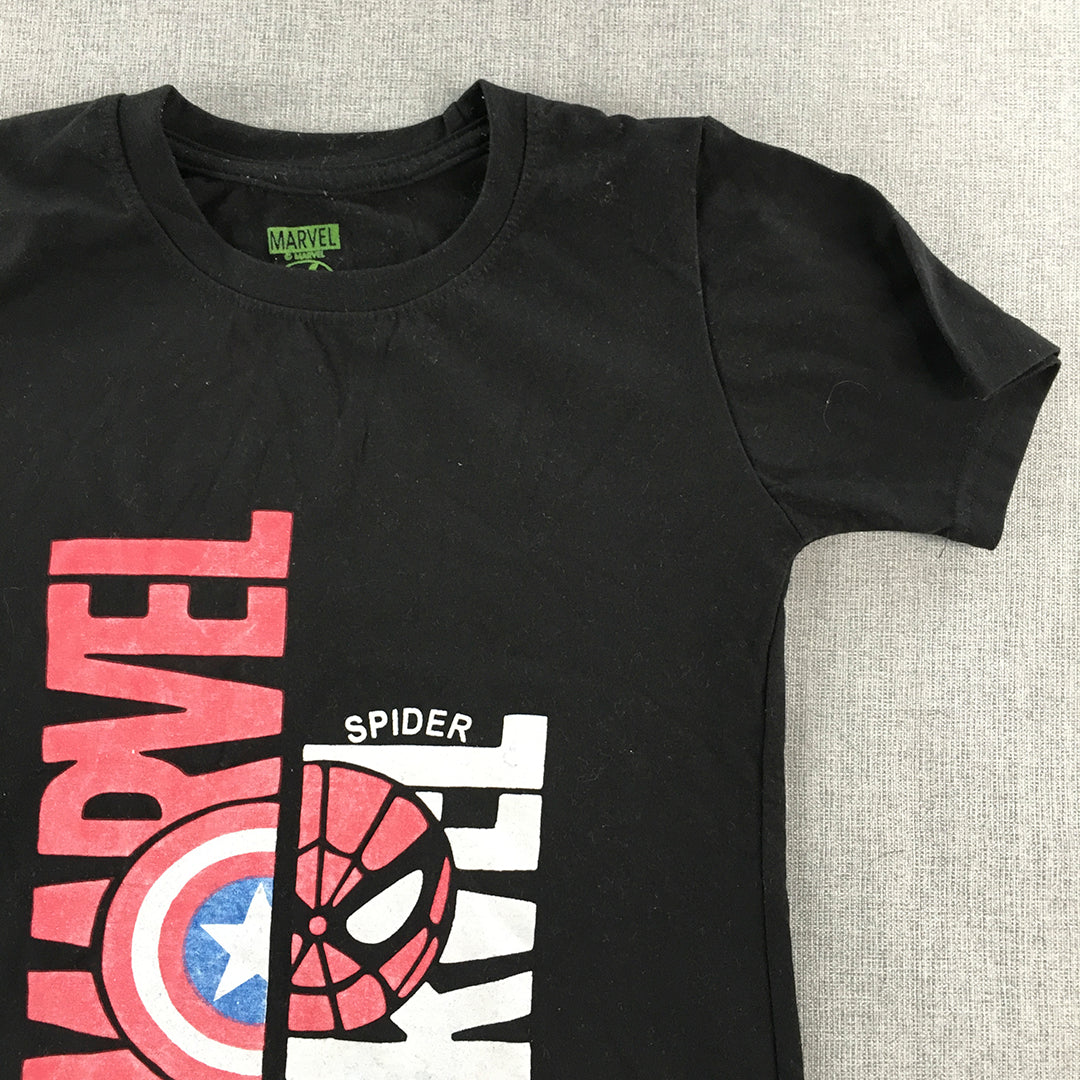 Marvel Spider-Man & Captain America Kids Boys T-Shirt Size 8 - 9 Years Black