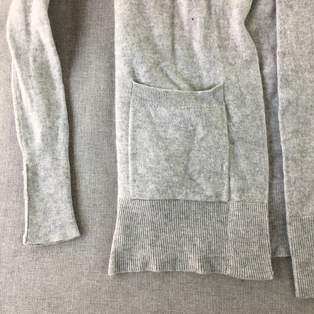 Max Studio Womens Merino Wool Cardigan Size XS Grey Open Front Knit