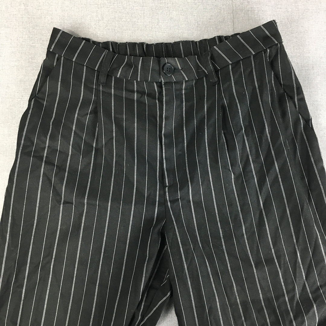 H&M Mens Dress Pants Size L (W32 x L30) Black Striped Straight Leg