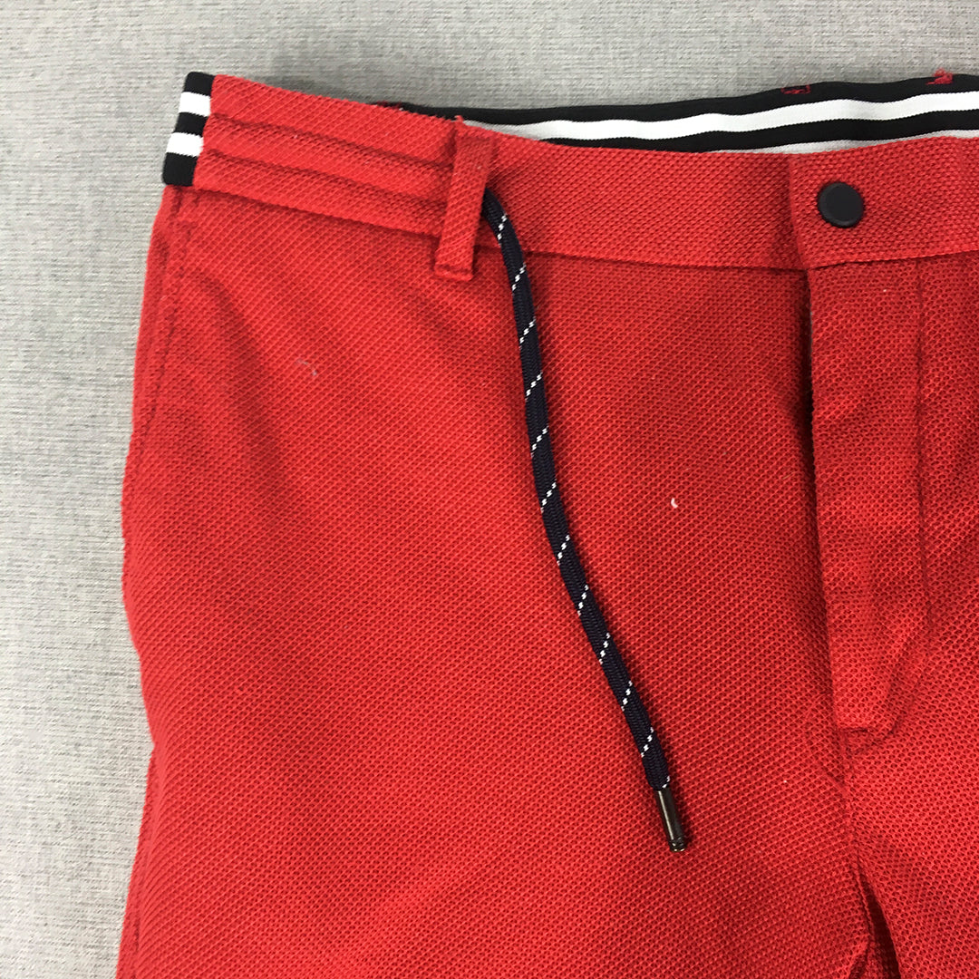 Zara Mens Shorts Size L Red Pockets Drawstring Chino