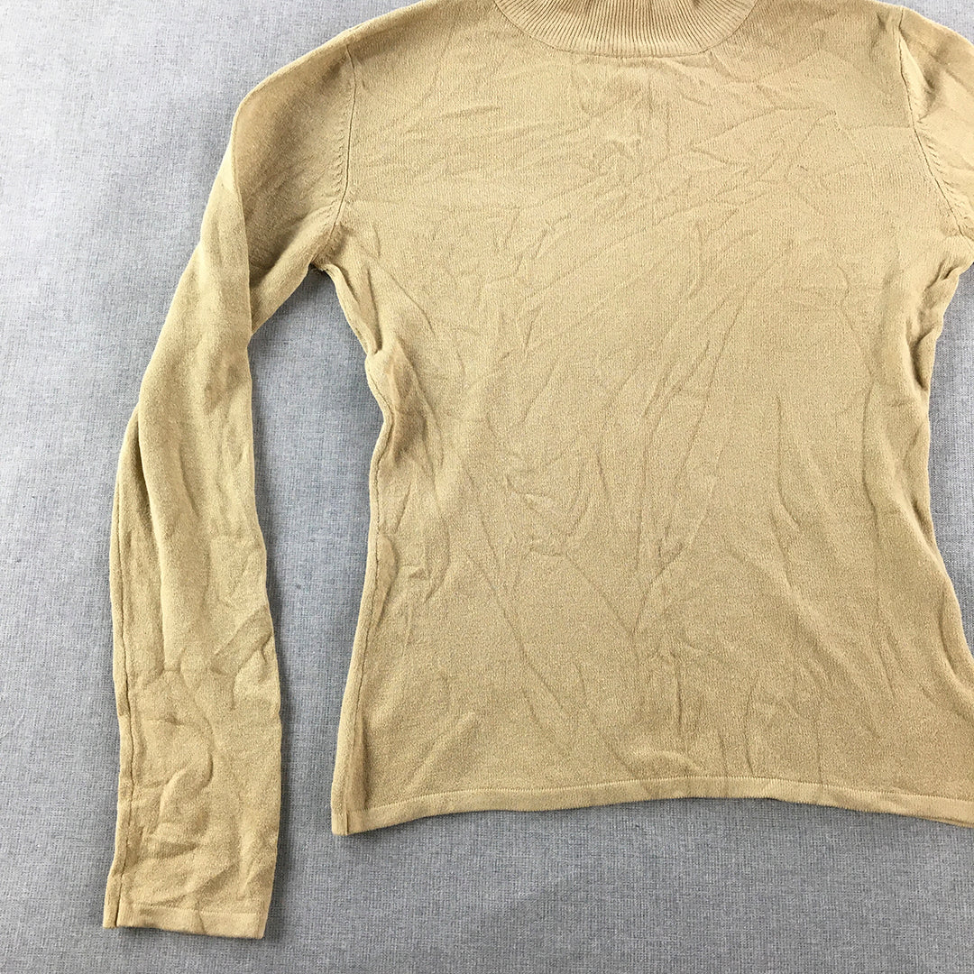 Park Rd Womens Knit Sweater Size S Yellow Mock Neck Jumper