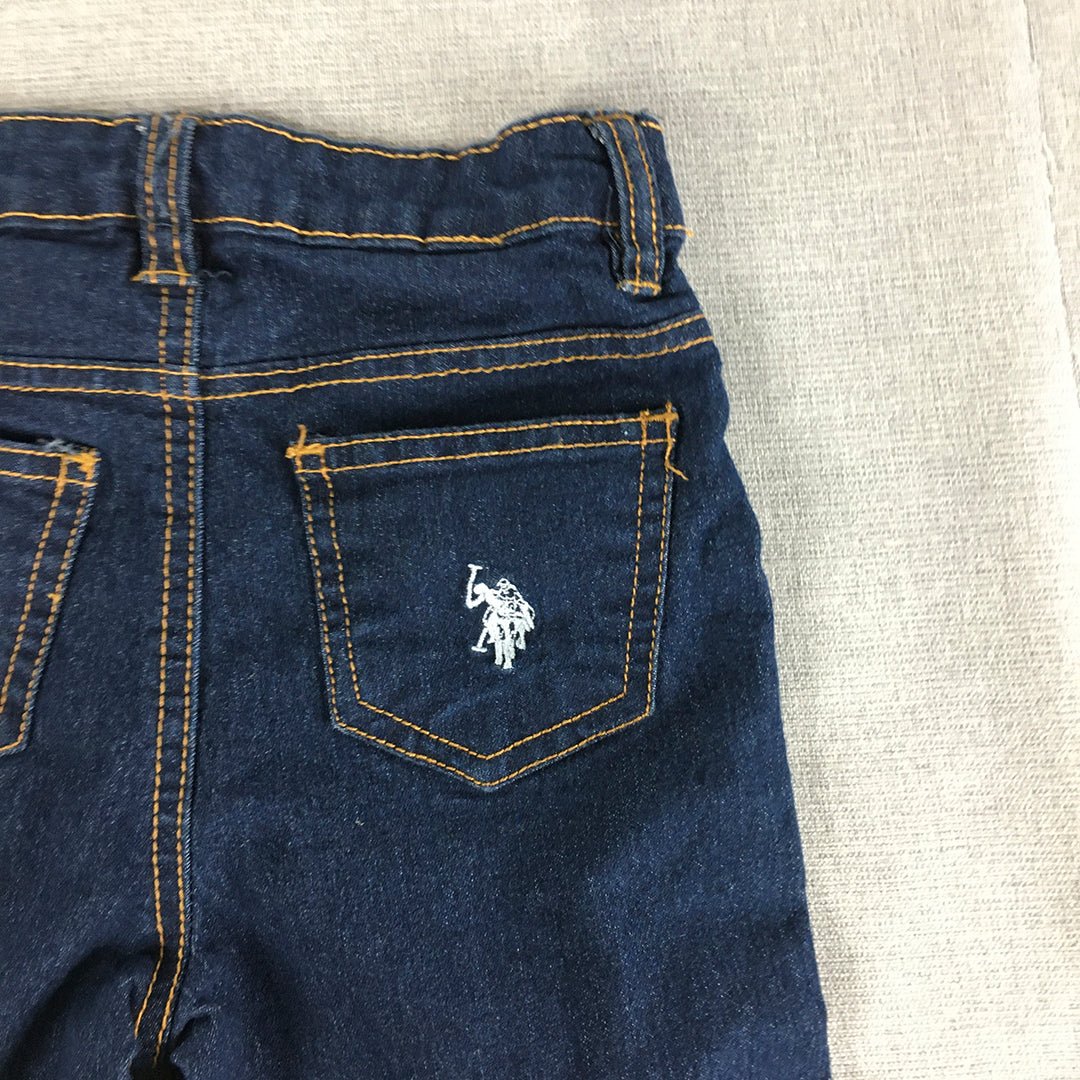 U.S. Polo Assn. Kids Girls Denim Shorts Size 6 Dark Wash Blue Pockets Jorts