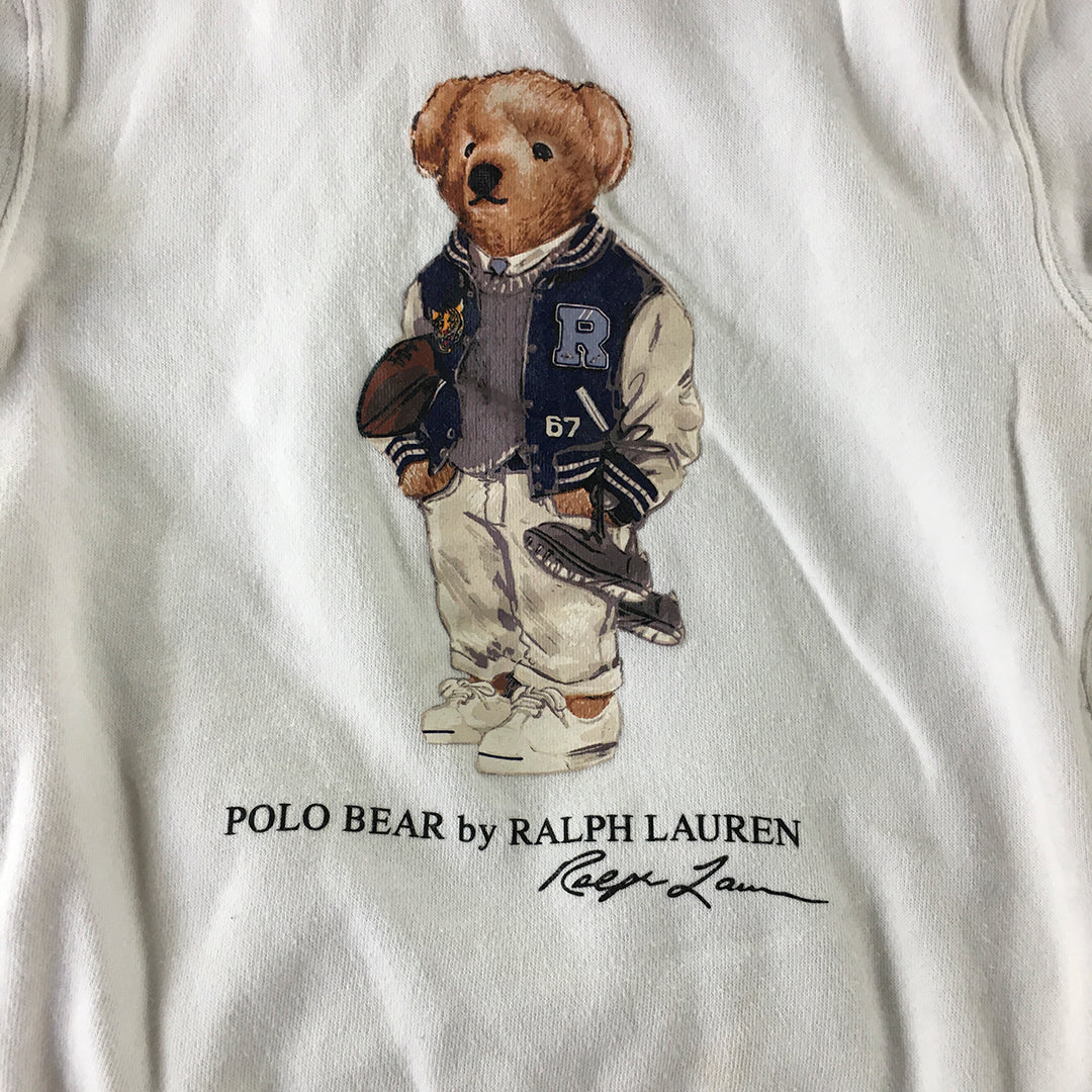 Polo Bear Ralph Lauren Kids Boys Hoodie Sweater Size 6 White Pullover Jumper