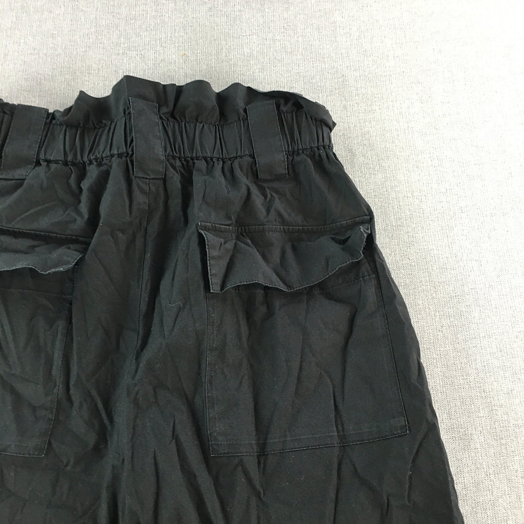 Witchery Womens Pants Size 4 Black Elastic Waist Pockets