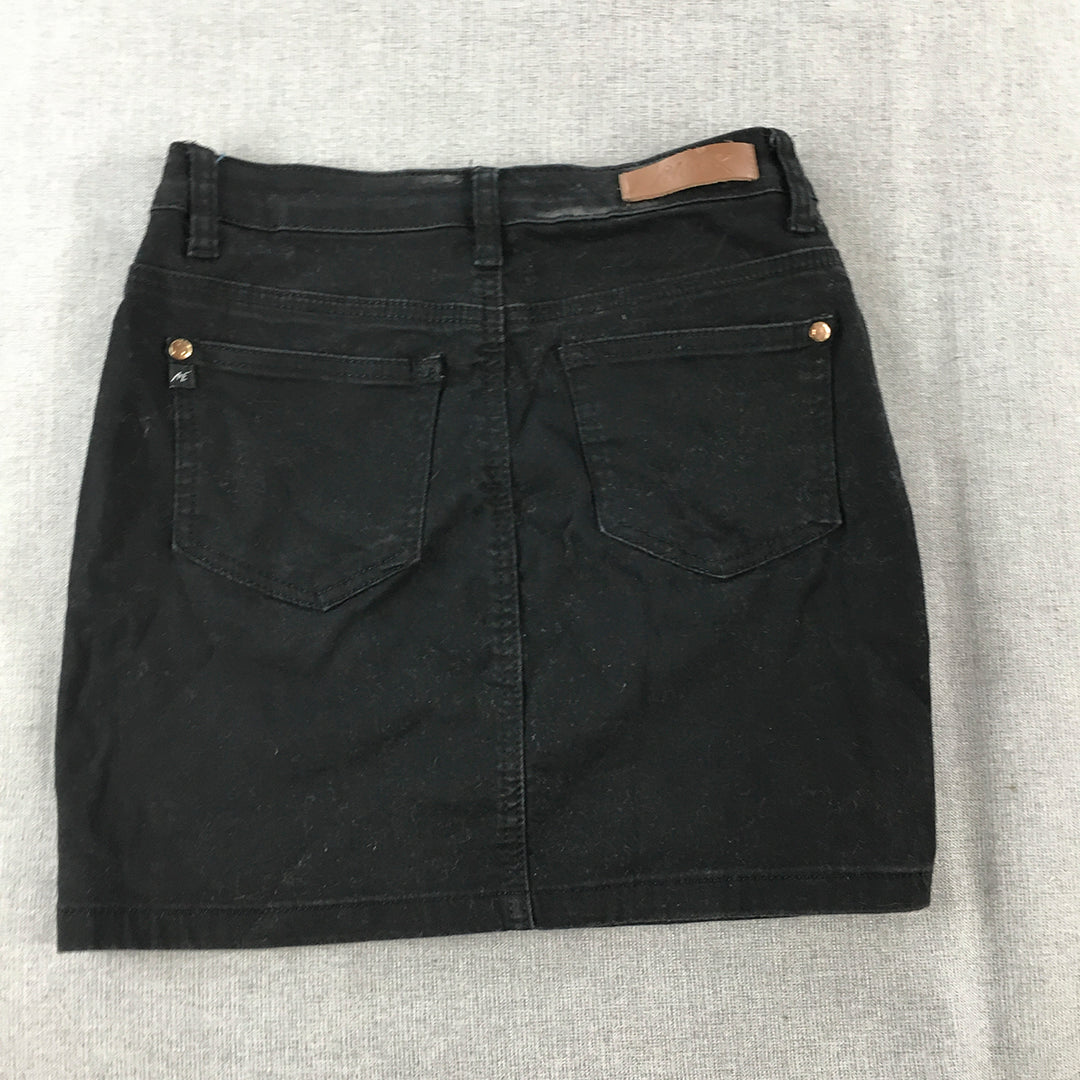 Ava & Ever Womens Denim Mini Skirt Size 8 Black Dark Wash