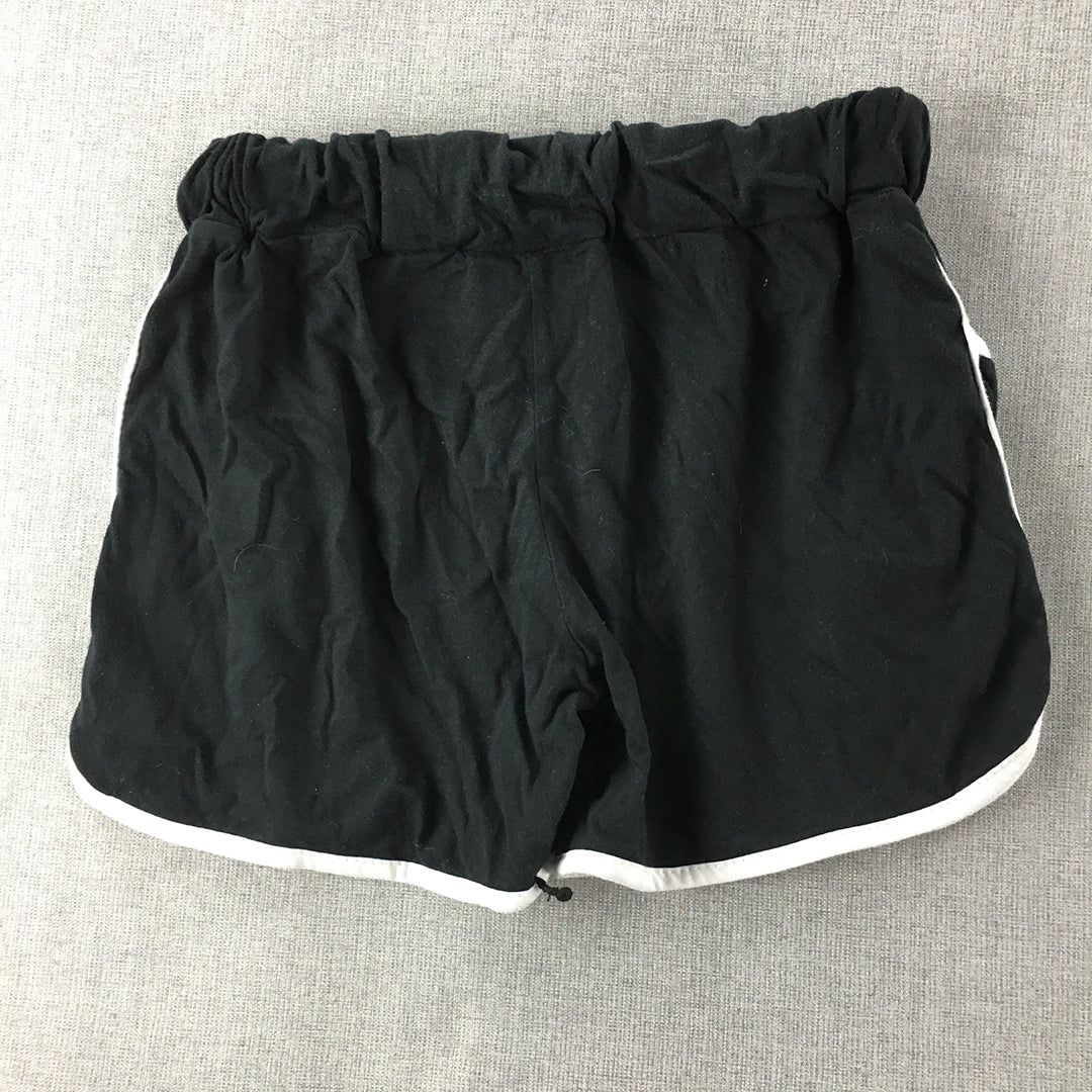 Adidas Kids Girls Shorts Size S (6 - 8 Years) Black Trefoil Logo Drawstring