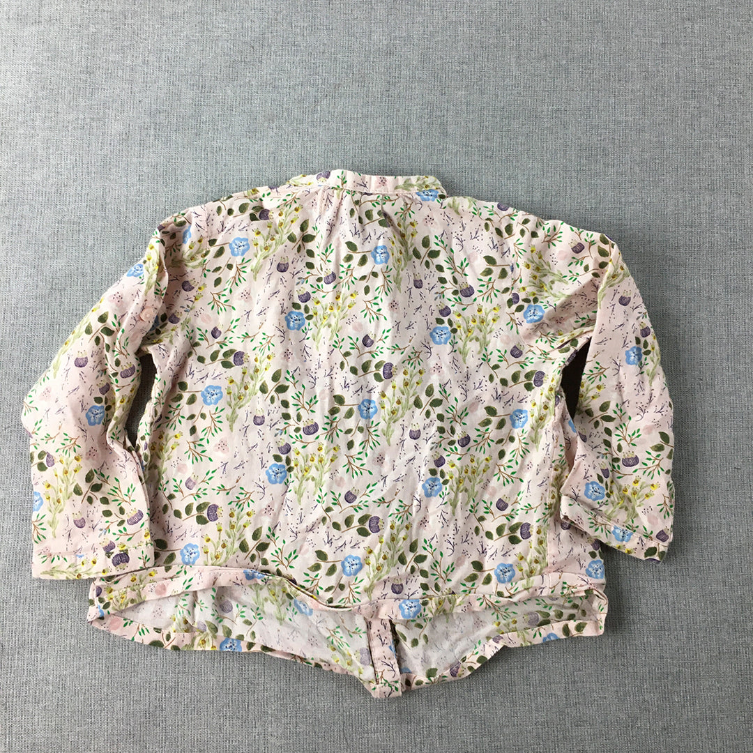 Zara Kids Girls Top Size 12 - 18 Months (1) Pink Long Sleeve Button-Up Shirt