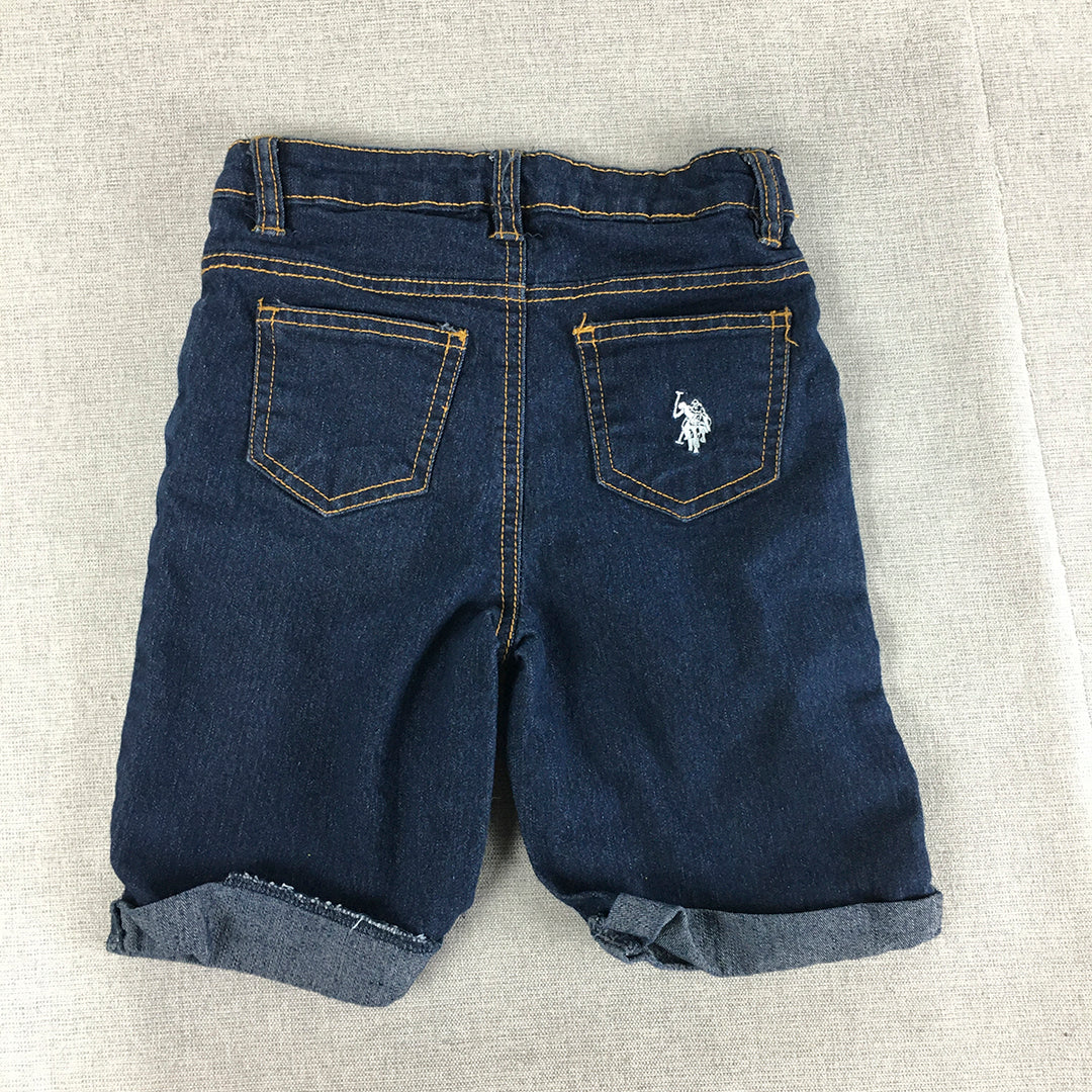 U.S. Polo Assn. Kids Girls Denim Shorts Size 6 Dark Wash Blue Pockets Jorts