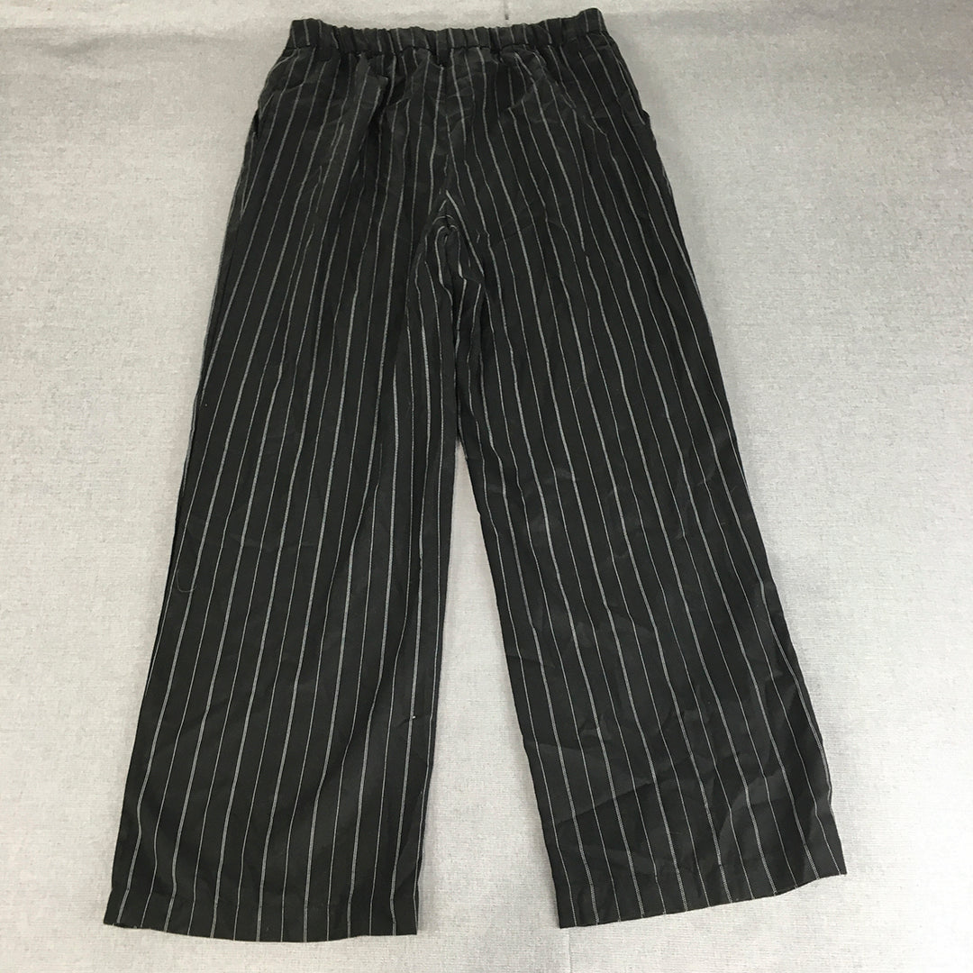 H&M Mens Dress Pants Size L (W32 x L30) Black Striped Straight Leg