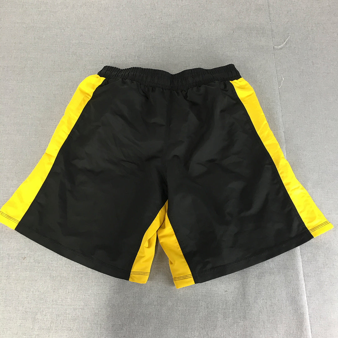 IMC Fighting Shorts Size M Black Yellow Martial Arts Karate MMA Drawstring