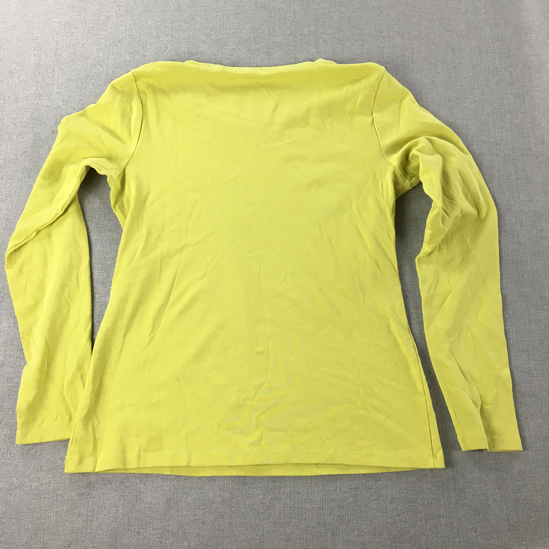 Uniqlo Womens Shirt Size M Yellow Long Sleeve Round Neck Pullover