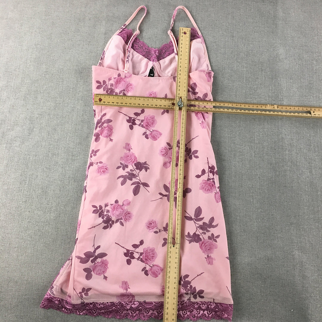 Motel Womens Mini Slip Dress Size XXS Purple Pink Floral Spaghetti Strap