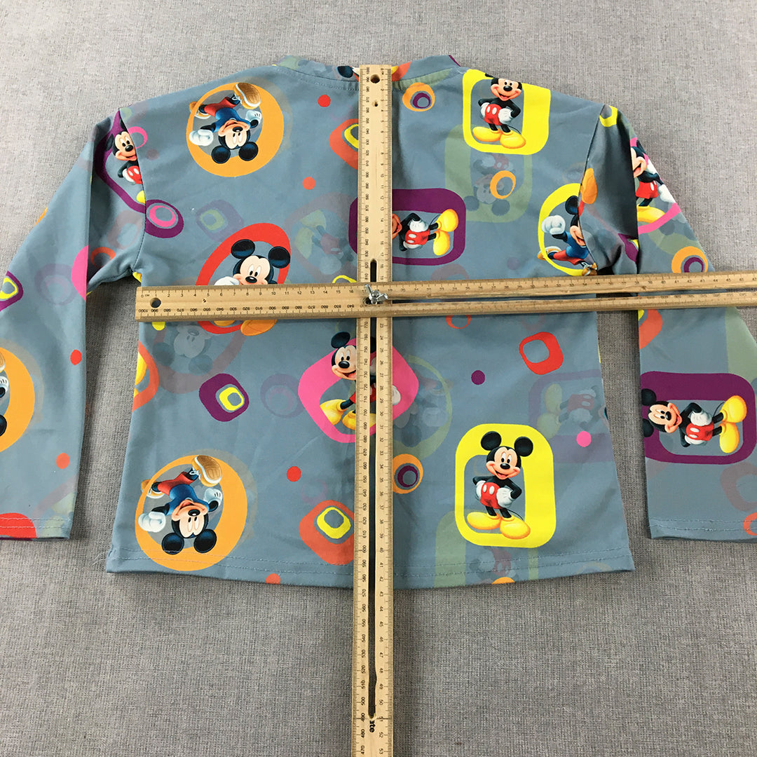 Disney Mickey Mouse Kids Girls Shirt Size 7 - 8 Years Grey Long Sleeve Top