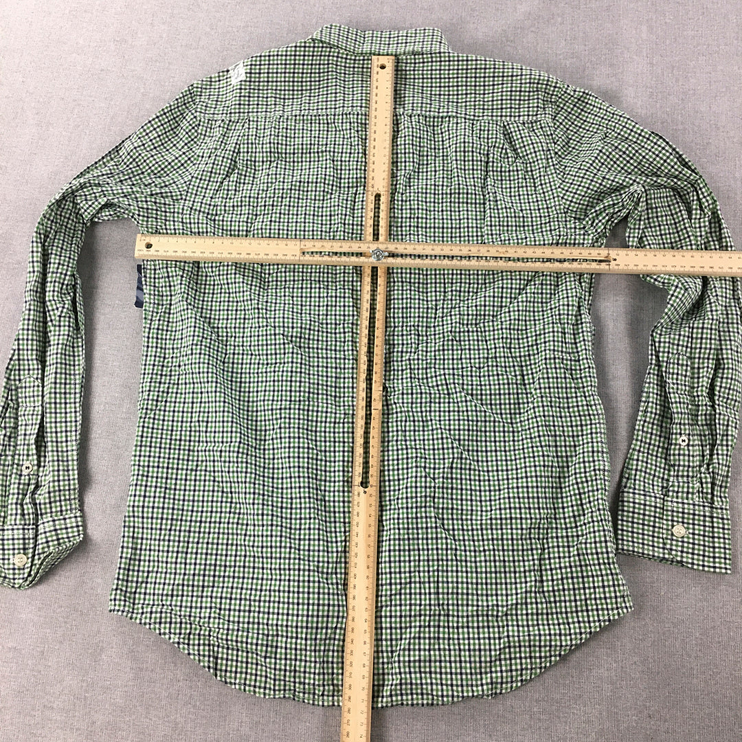 Old Navy Mens Shirt Size S Green Checkered Long Sleeve Button-Up