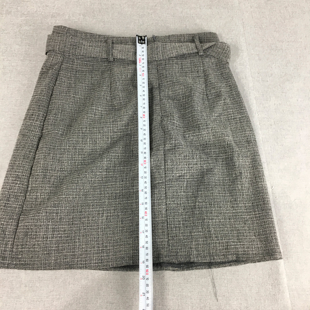 Valleygirl Womens Mini Skirt Size 10 Grey Belted Knit