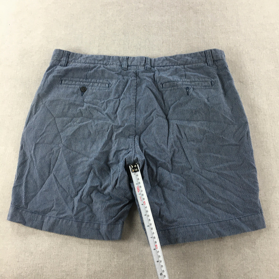 Sportcraft Mens Chino Shorts Size 38 Blue Striped Pockets