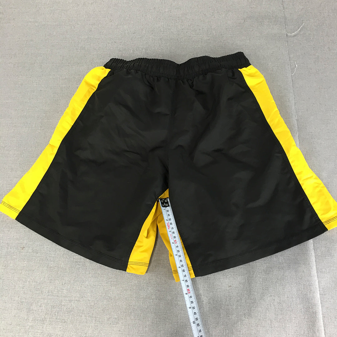 IMC Fighting Shorts Size M Black Yellow Martial Arts Karate MMA Drawstring