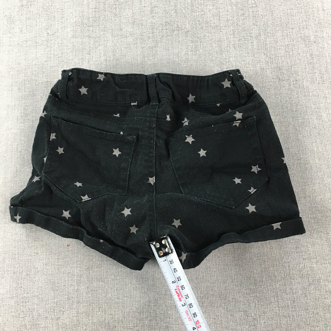 Miss Understood Kids Girls Shorts Size 9 Black Star Pattern Pockets