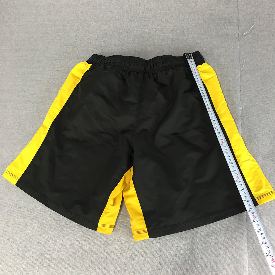 IMC Fighting Shorts Size M Black Yellow Martial Arts Karate MMA Drawstring