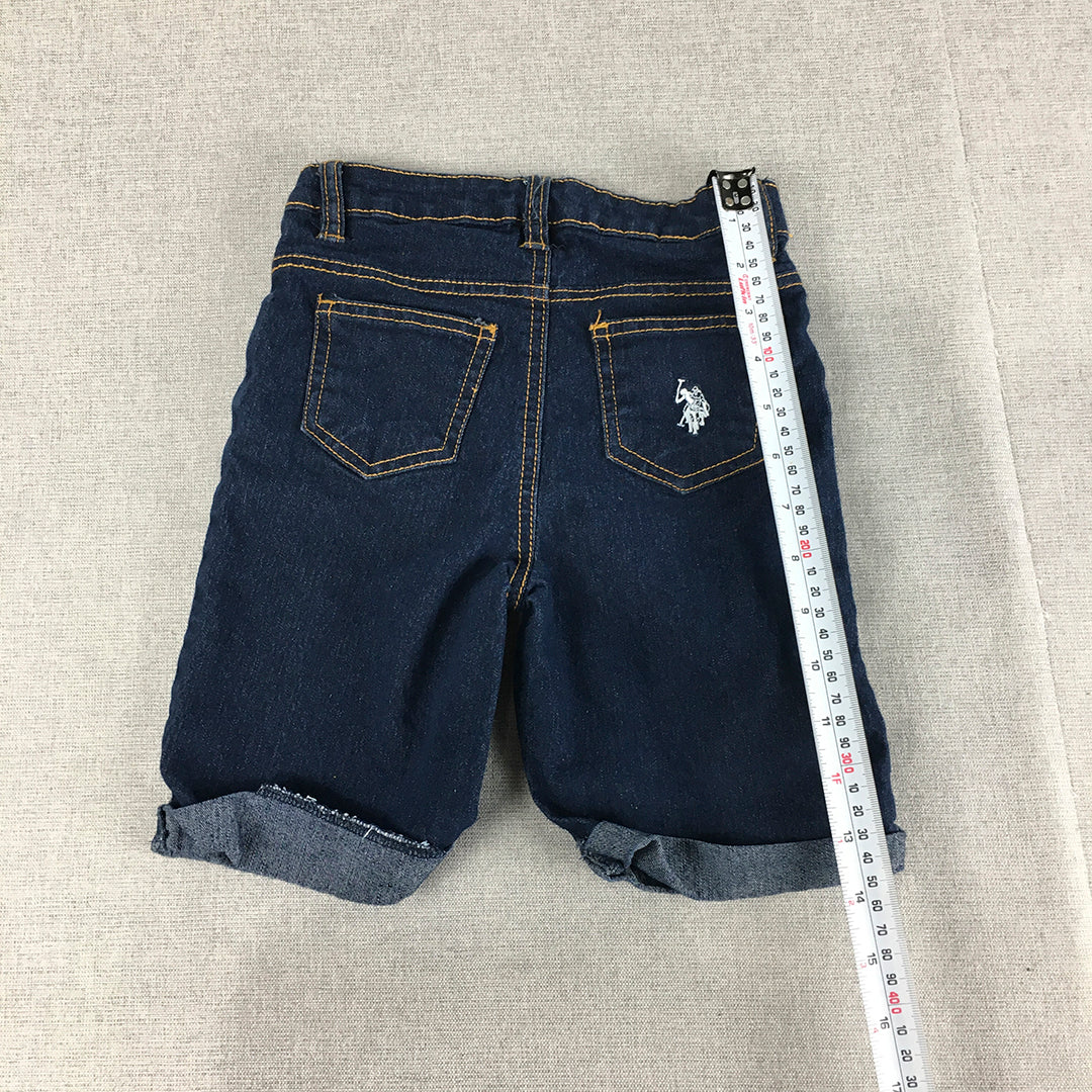 U.S. Polo Assn. Kids Girls Denim Shorts Size 6 Dark Wash Blue Pockets Jorts