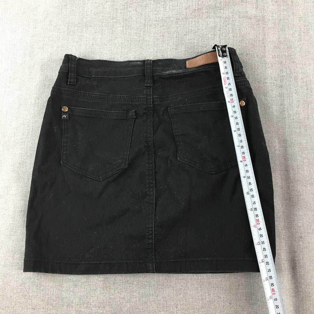 Ava & Ever Womens Denim Mini Skirt Size 8 Black Dark Wash