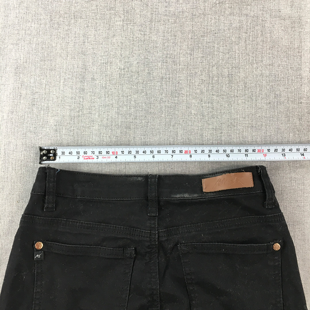 Ava & Ever Womens Denim Mini Skirt Size 8 Black Dark Wash