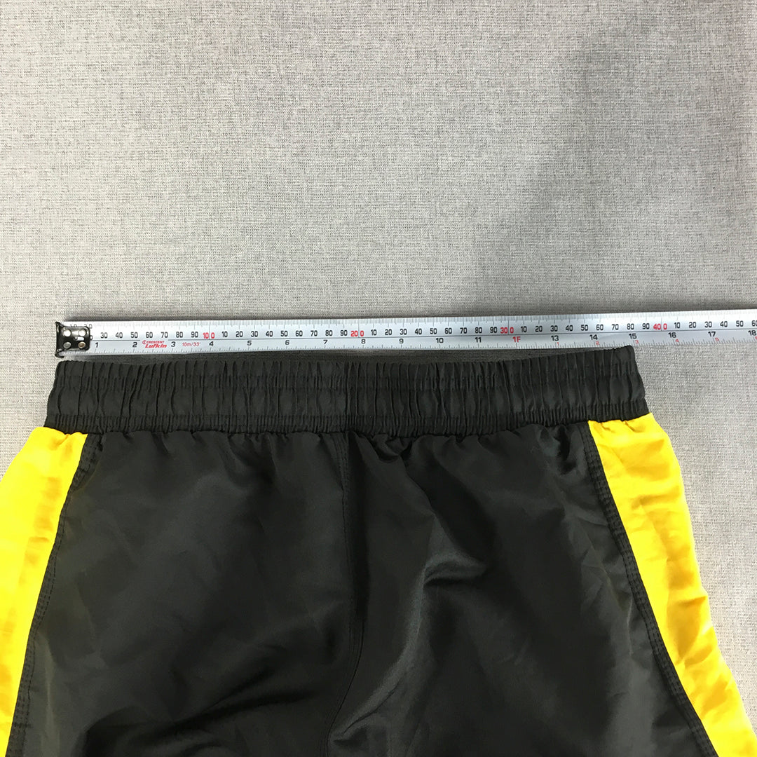 IMC Fighting Shorts Size M Black Yellow Martial Arts Karate MMA Drawstring