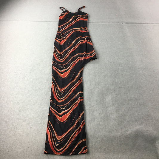 Glassons Womens Dress Size XS Black Red Striped Full Length Evening Gown