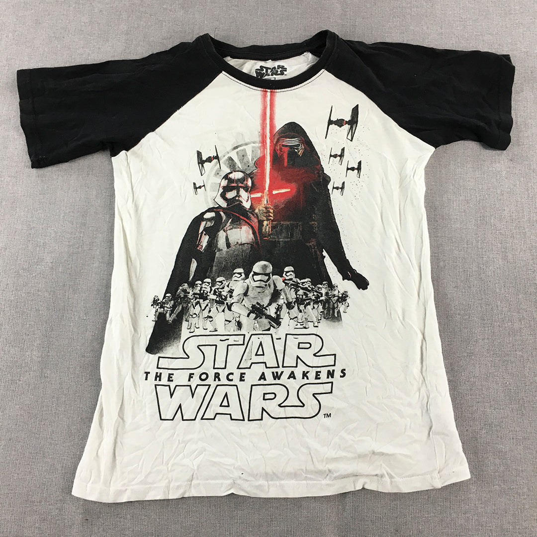 Star Wars The Force Awakens Kids Boys T-Shirt Size 10 White Short Sleeve Top