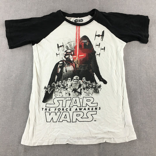 Star Wars The Force Awakens Kids Boys T-Shirt Size 10 White Short Sleeve Top