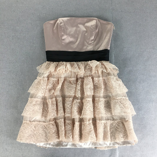 Natasha Gan Strapless Mini Dress Size 8 Pink Tiered Event Part Fit Flare