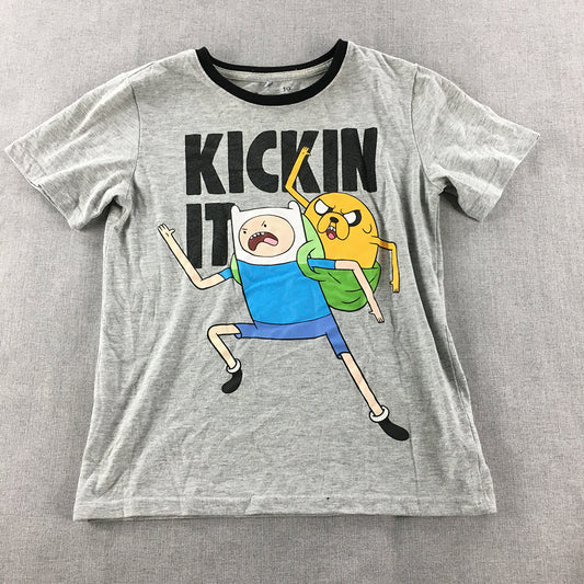 Adventure Time Kids Boys T-Shirt Size 10 Grey Short Sleeve Top