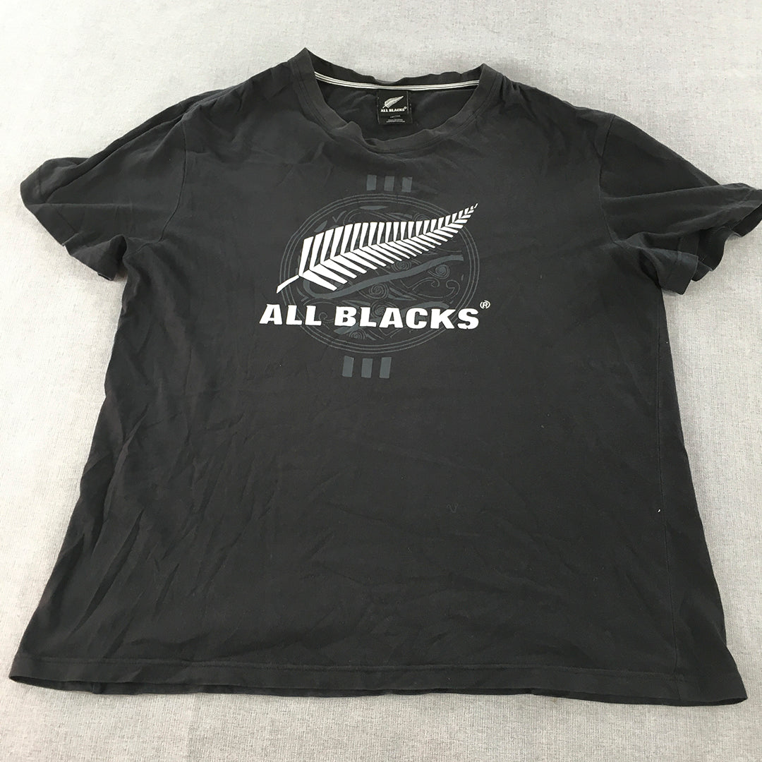 New Zealand All Blacks Mens T-Shirt Size L Black Logo NZ Rugby