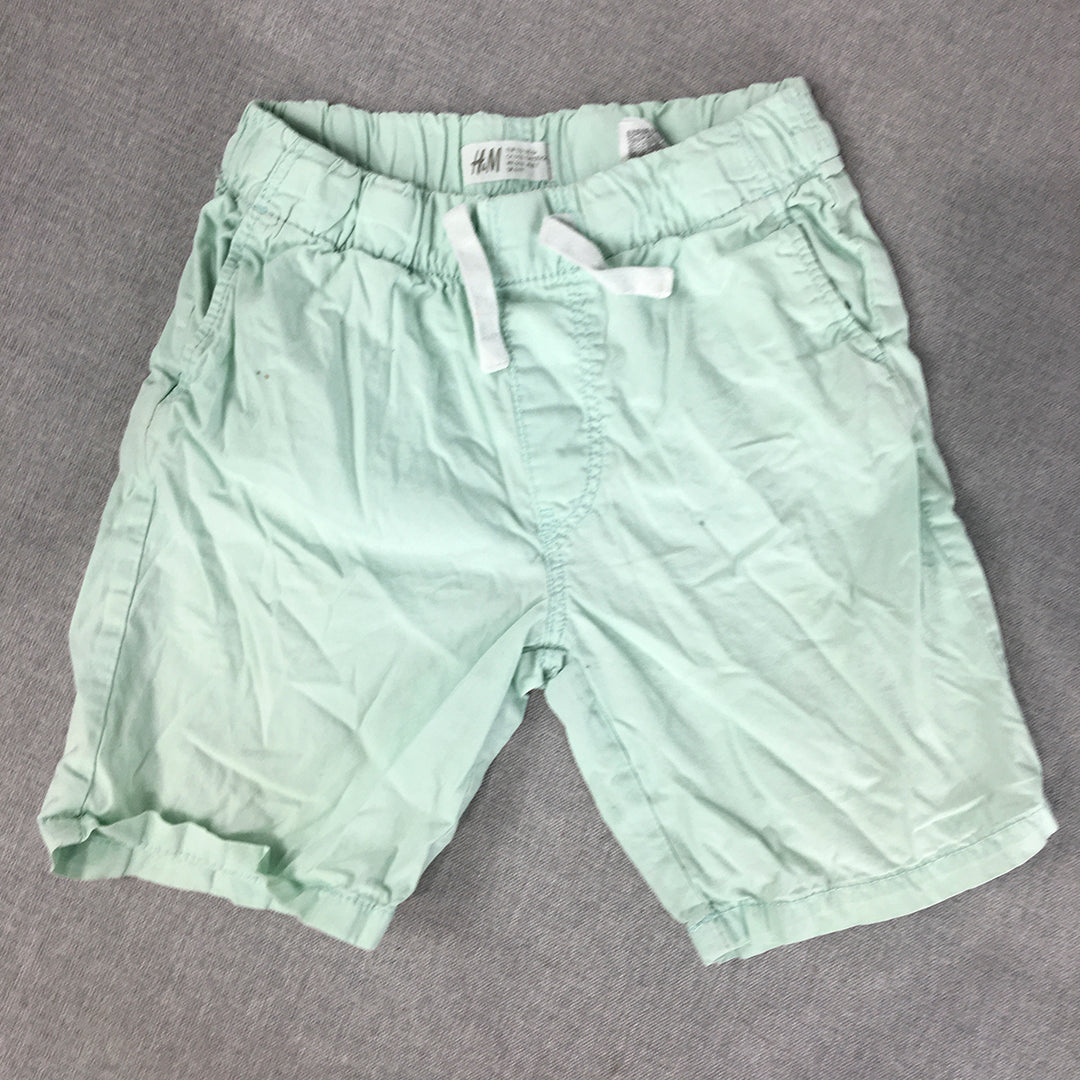 H&M Kids Boys Shorts Size 6 - 7 Years Green Drawstring Elastic Waist Pockets