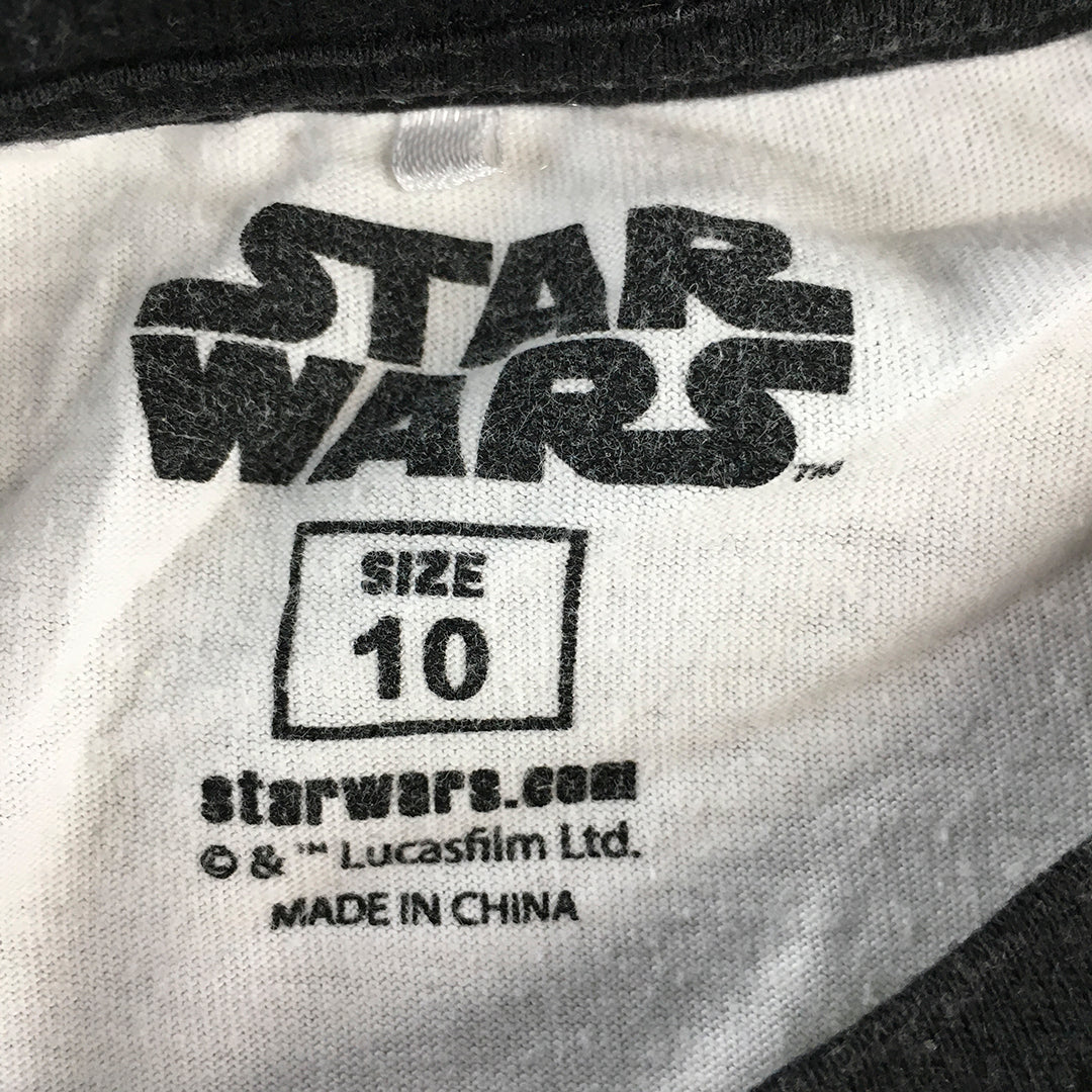 Star Wars The Force Awakens Kids Boys T-Shirt Size 10 White Short Sleeve Top