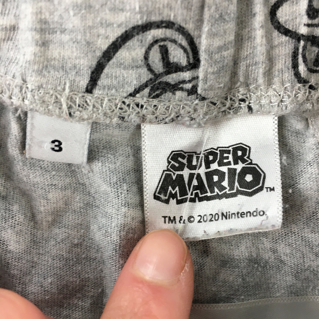 Super Mario Kids Boys Shorts Size 3 Toddler Grey Nintendo Elastic Waist