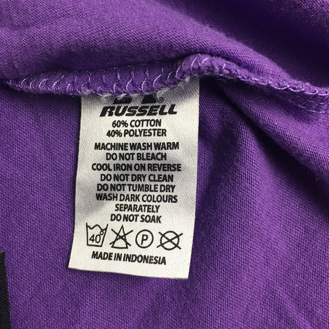 Russell Athletic Womens Tank Top Size 12 Purple Logo Sleeveless Shirt