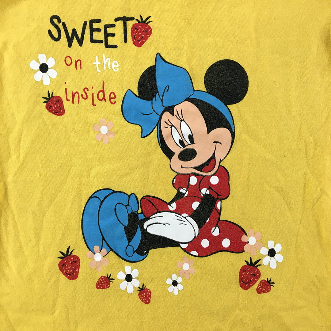 Disney Minnie Mouse Kids Girls Top Size 5 - 6 Years Yellow Long Sleeve Shirt