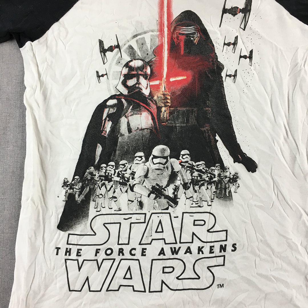 Star Wars The Force Awakens Kids Boys T-Shirt Size 10 White Short Sleeve Top