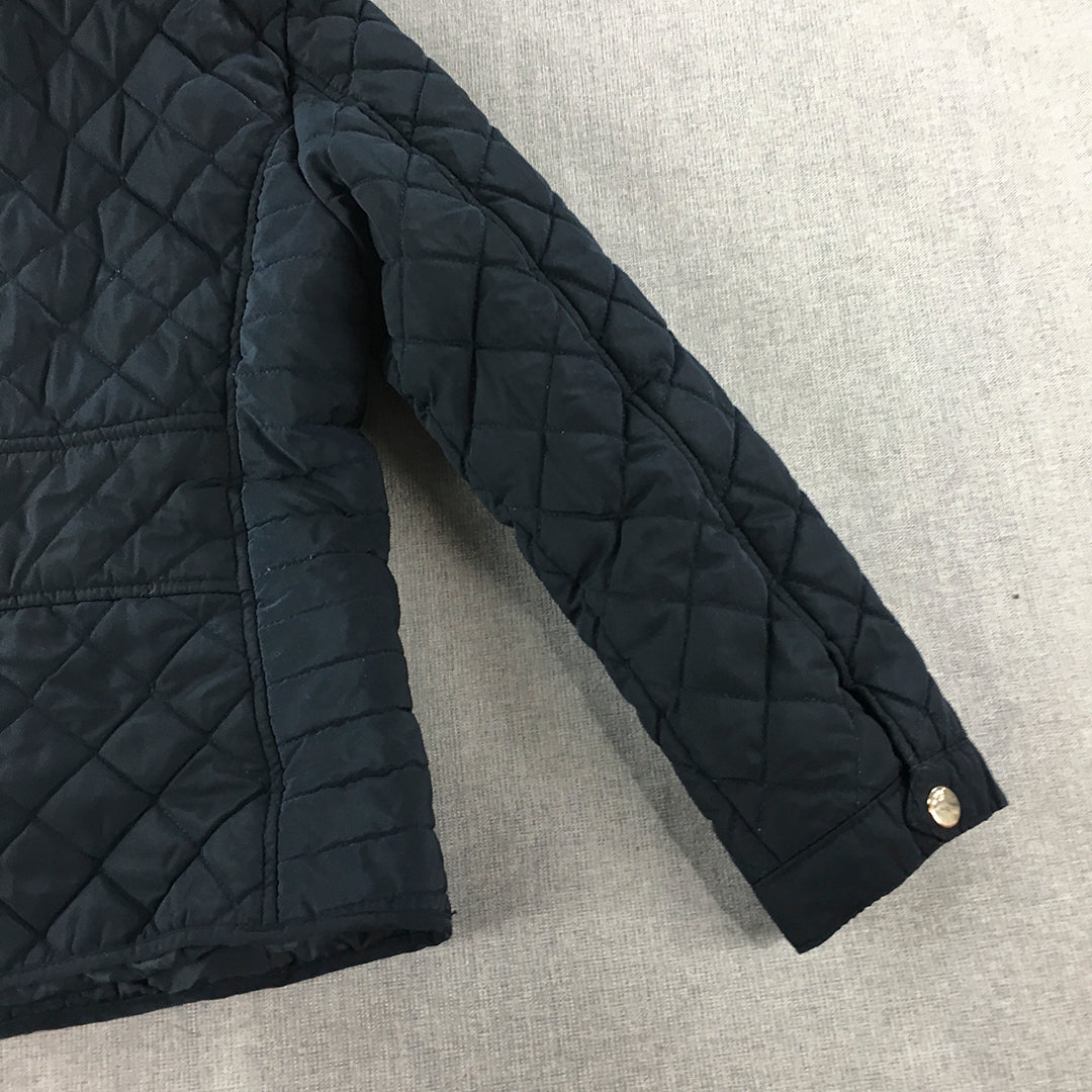 Zara Kids Girls Quilted Jacket Size 9 - 10 Years Blue Zip-Up Coat