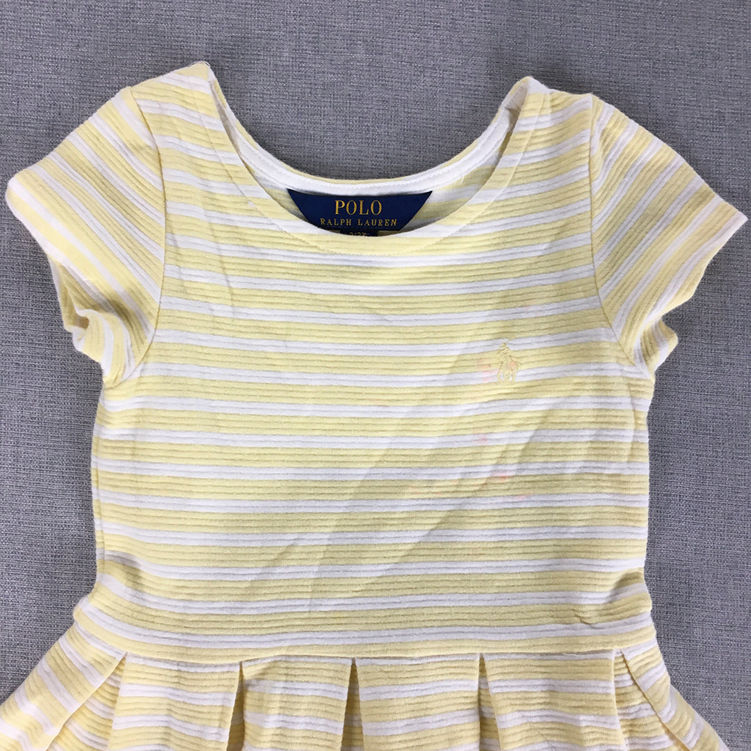 Polo Ralph Lauren Kids Girls Dress Size 3 Toddler Yellow Pleated Frilled