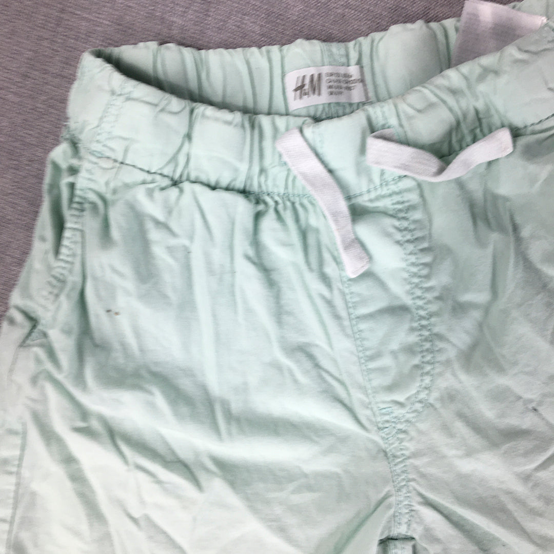 H&M Kids Boys Shorts Size 6 - 7 Years Green Drawstring Elastic Waist Pockets