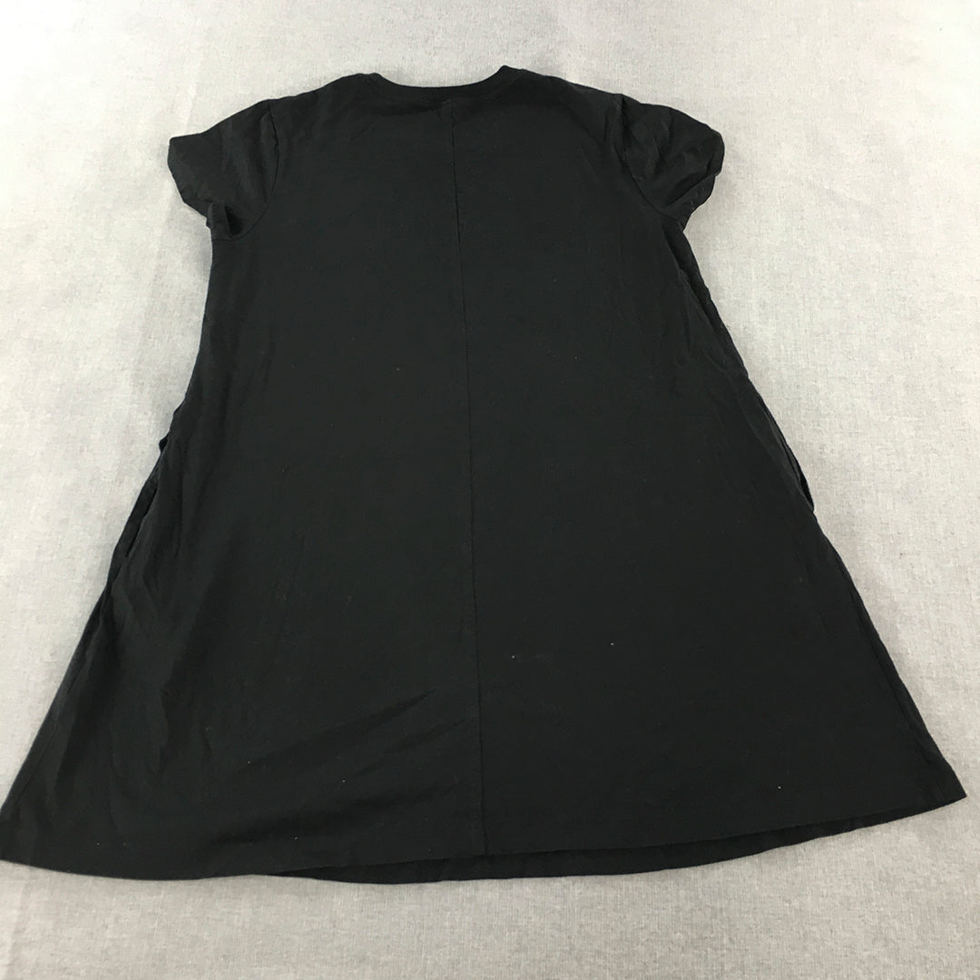 Uniqlo Womens Shirt Dress Size S Black Short Sleeve A-Line