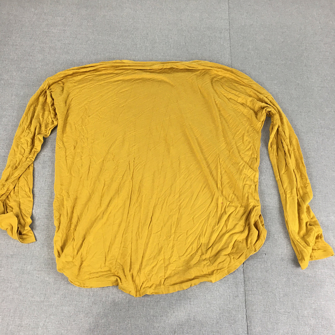 Piper Womens Knit Top Size M Yellow Long Sleeve Pullover Round Neck