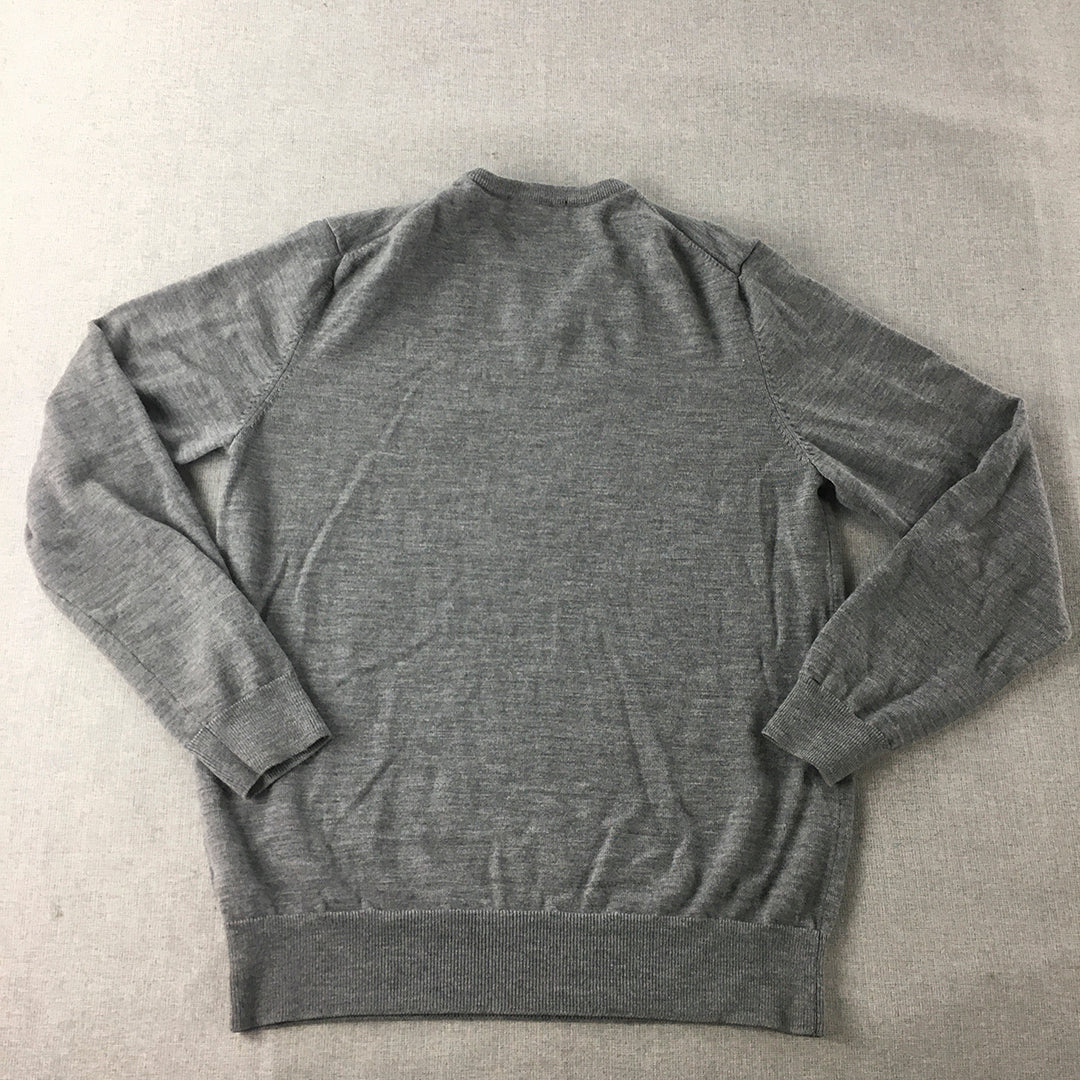 Camilla And Marc For St George Bank Mens 100% Merino Wool Sweater Size L Grey