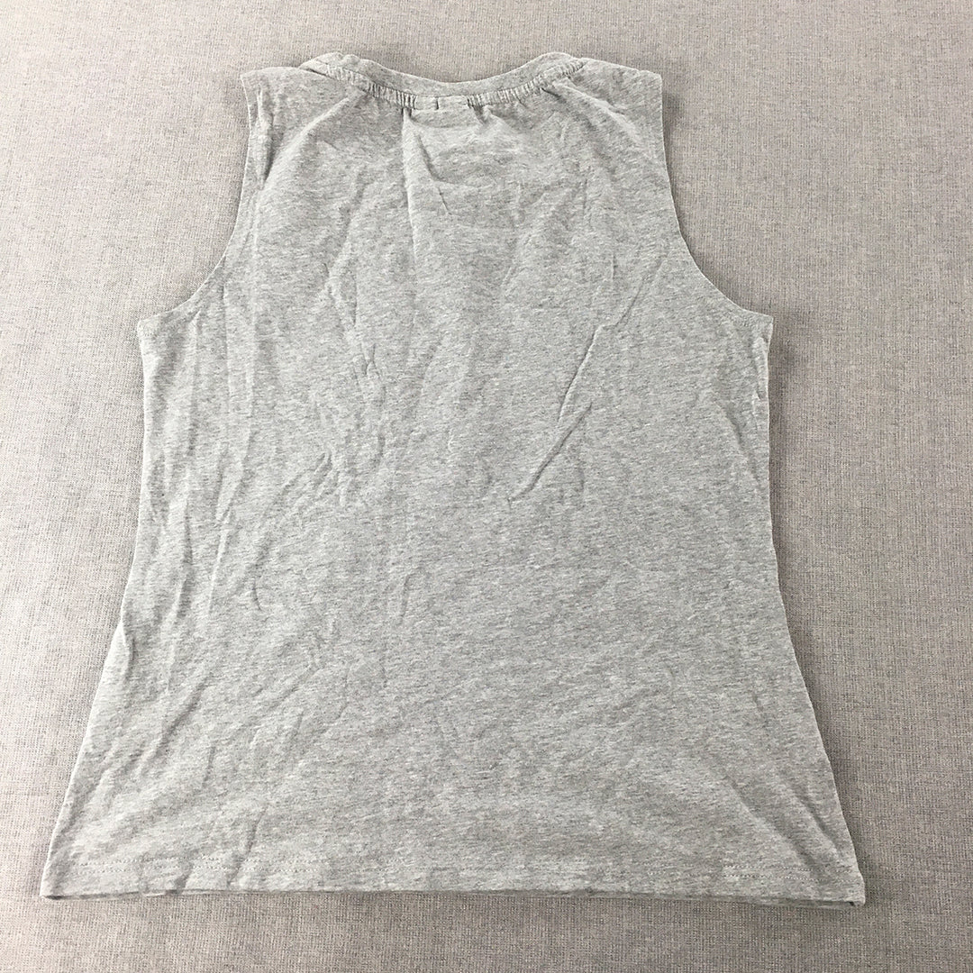 FILA Womens Tank Top Size M Grey Logo Sleeveless Shirt