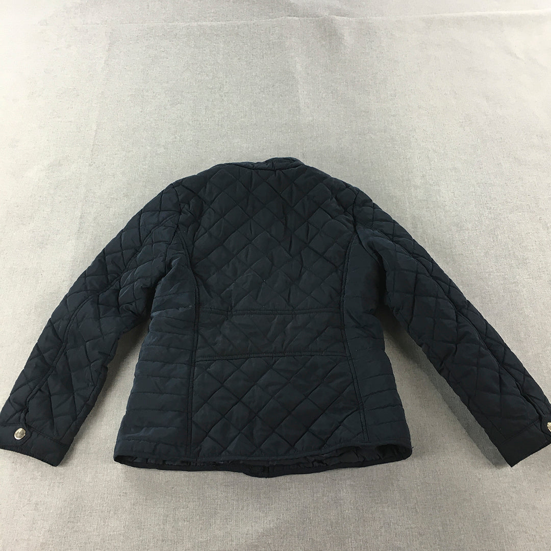 Zara Kids Girls Quilted Jacket Size 9 - 10 Years Blue Zip-Up Coat