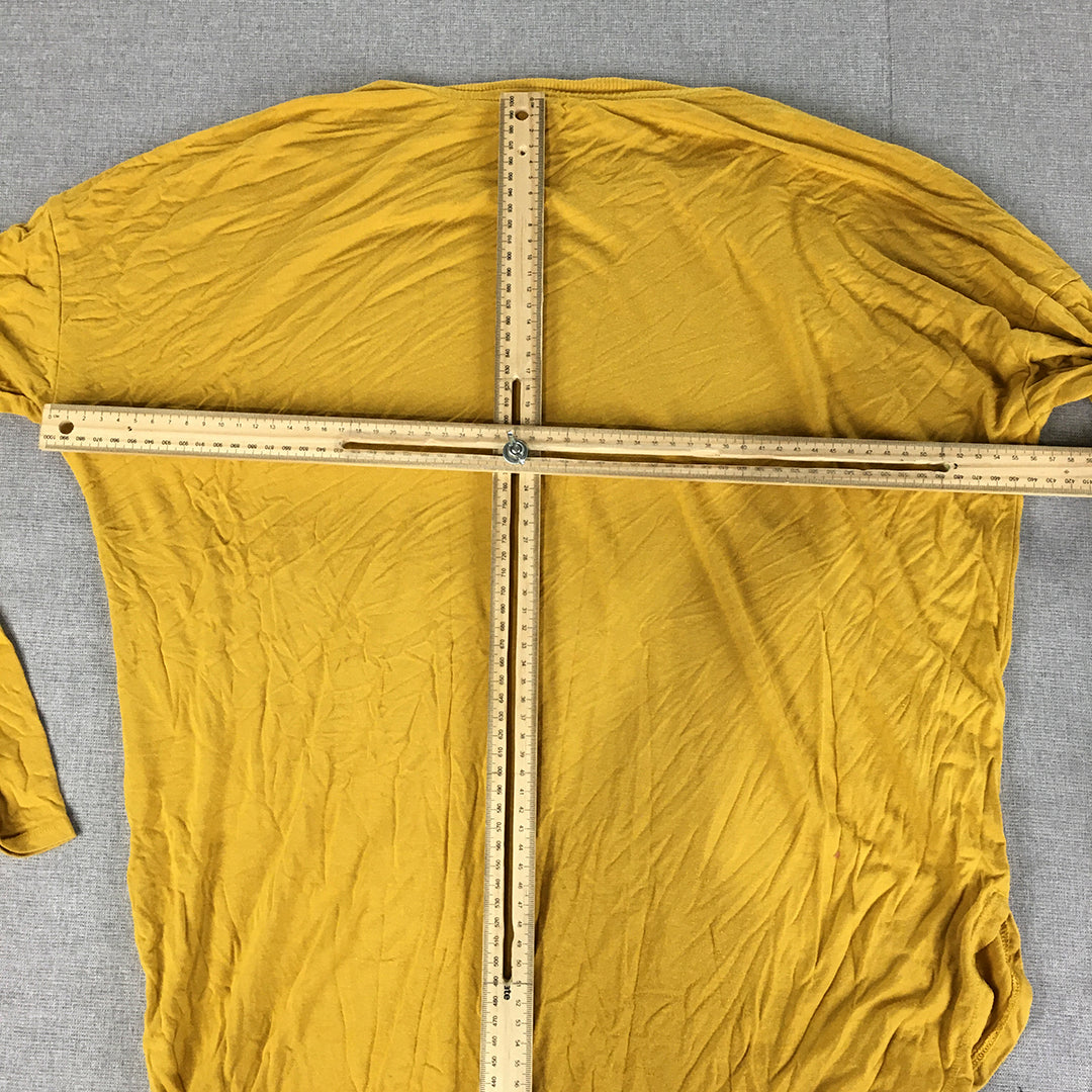 Piper Womens Knit Top Size M Yellow Long Sleeve Pullover Round Neck