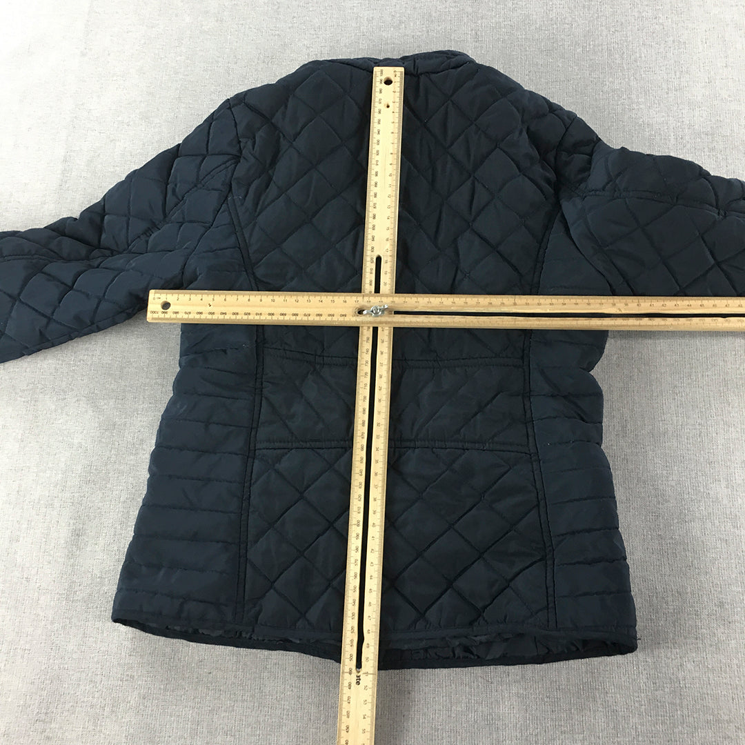 Zara Kids Girls Quilted Jacket Size 9 - 10 Years Blue Zip-Up Coat