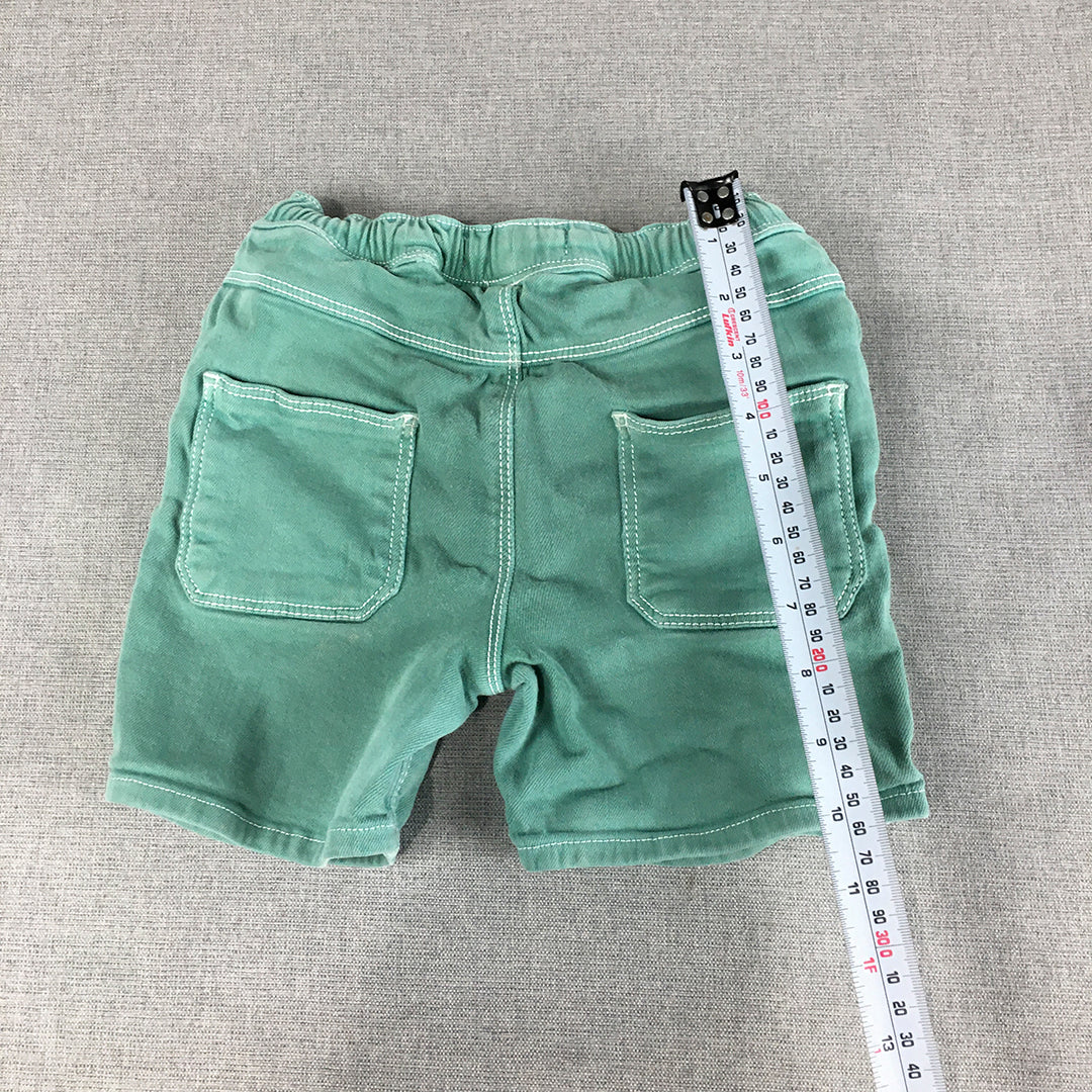 Zara Kids Boys Shorts Size 2 - 3 Years Toddler Green Elastic Waist